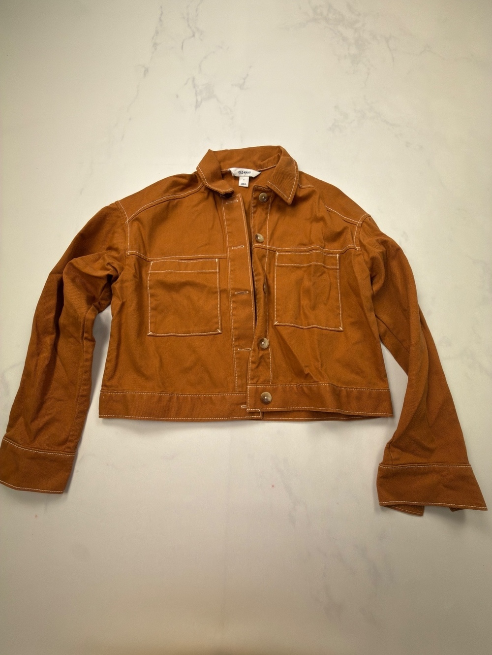 Old Navy Jacket Brown 2000s Minimalist Cropped Fit - Mens S